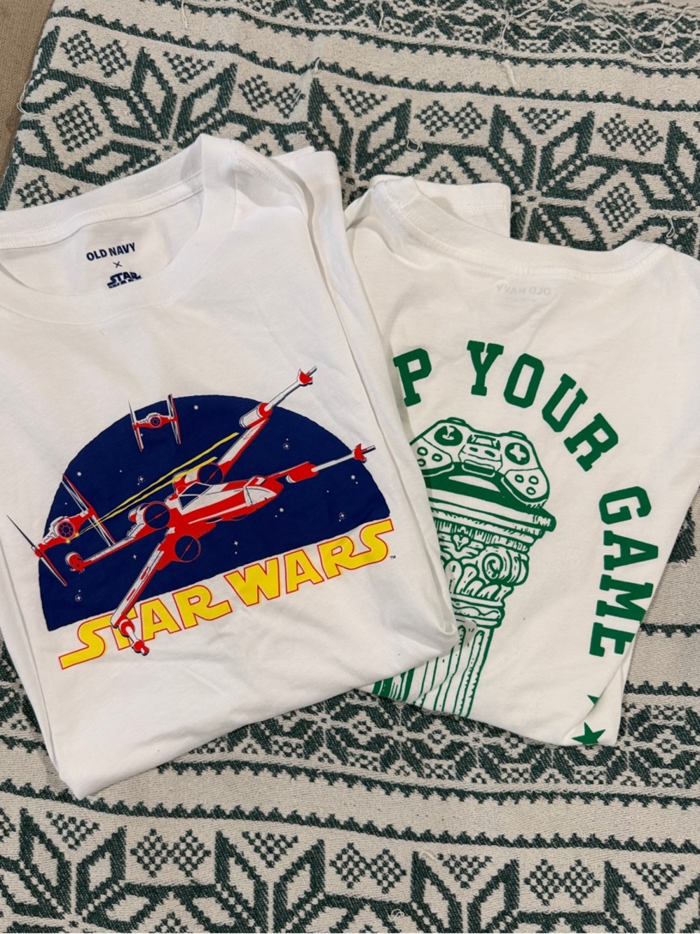 Pair of Old Navy White Tee’s - Kids Star Wars X-Wing & Gamer Tee